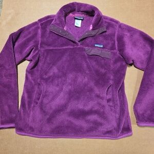 Patagonia Womans Purple Fleece Pullover Snap-T Sz L
